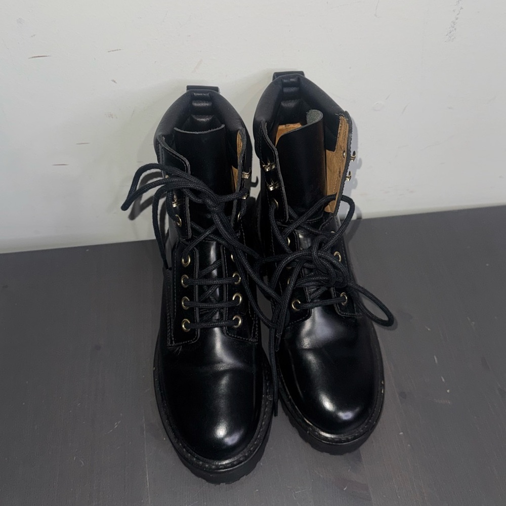 Isabel Marant Campa Womens Black Calfskin Lace Up Chunky Ankle Boots - Picture 3 of 11
